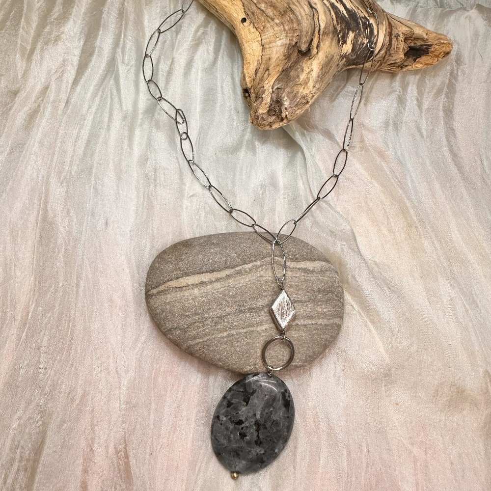 Black Quartz Sterling Silver Necklace